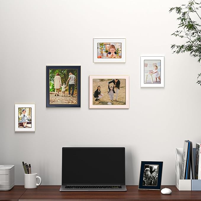 Fun Memories 4x6 Picture Frame - 1pcs White Enamel Glass Photo Frame with Gold Metal Edge & Easel for Display Picture Frame on Countertops, Tabletops, Bookshelves, Desks, Walls (White/Gold)