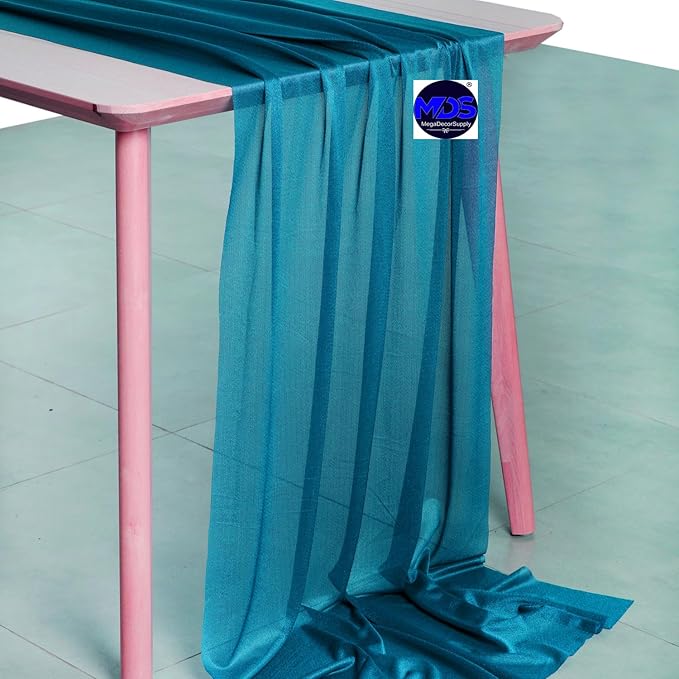 MDS Halloween Chiffon Table Runner - 10 Pack, 29 x 170 Inches, 14ft Each - Sheer Spooky Table Runners for Haunted House Parties, Trick-or-Treat Tables, Witchy Décor, Wedding & Events - Dark Teal
