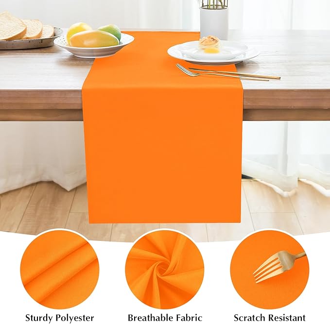 2 Pack Orange Small Short Table Runner 12 x 36 Inch Solid Color Runners Coffee Table Dresser for Daily Party Home Decoration