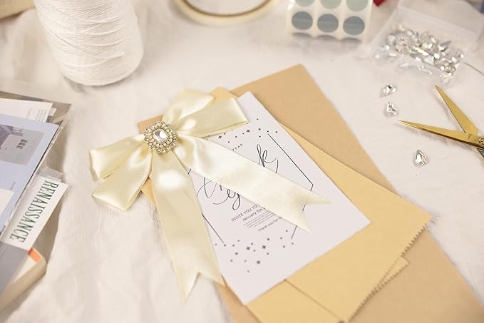 Beige Satin Ribbon 1 inch X Continuous 100 Yards, Single Face Polyester Ribbon Perfect for Gift Wrapping, Flower Bouquet, Wedding Decor, Crafts, Bow Making, Sewing and More