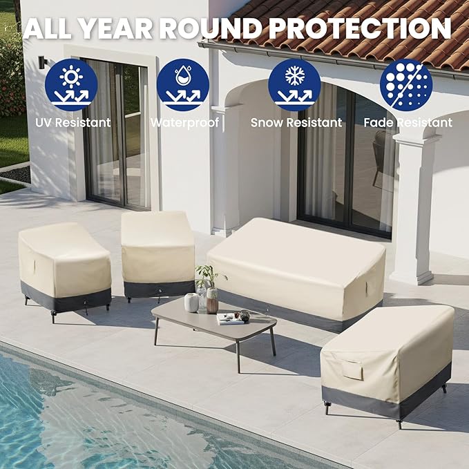 Extra Heavy Duty Patio Chair Covers Waterproof - 2 Pack Patio Furniture Seat Covers for Outdoor Swivel/ Rocking Chair/ Stackable Dining Chairs, with Air Vents, 28" W x 33" D x 38.5" H