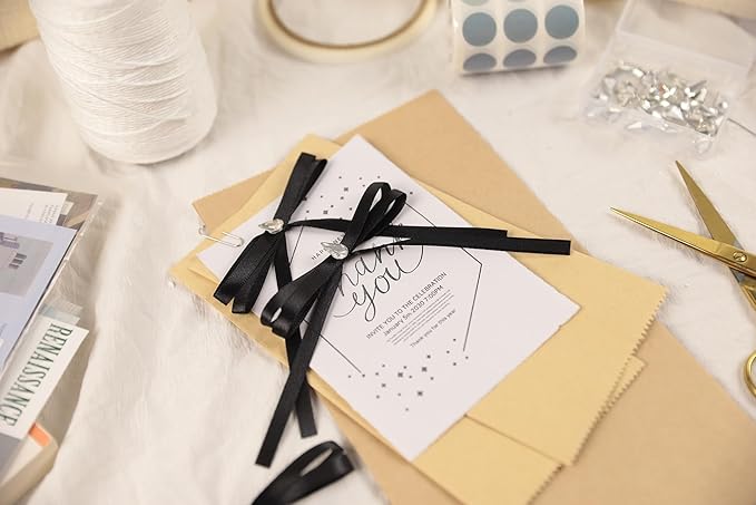 Black Satin Ribbon 1/4 inch X Continuous 100 Yards, Single Face Polyester Ribbon Perfect for Gift Wrapping, Flower Bouquet, Wedding Decor, Crafts, Bow Making, Sewing and More