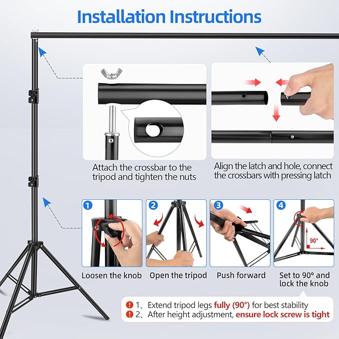 Hemmotop Photo Backdrop Stand, 10x7 ft Background Stand for Photoshoot, Adjustable Backdrops Support kit with Carry Bag for Parties, Photography, Projector Screen, Wedding, Decoration, Balloons