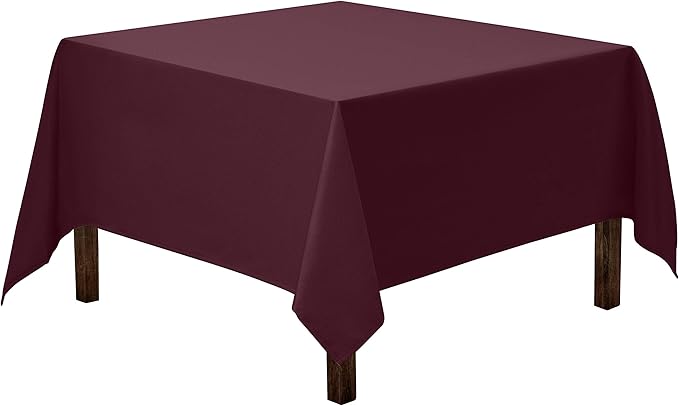 Gee Di Moda Square Tablecloth - 52 x 52 Inch Eggplant Table Cloth for Small Square or Round Tables - Heavy Duty Washable Fabric - for Buffet Table, Holiday Party, Dinner, Wedding & Baby Shower