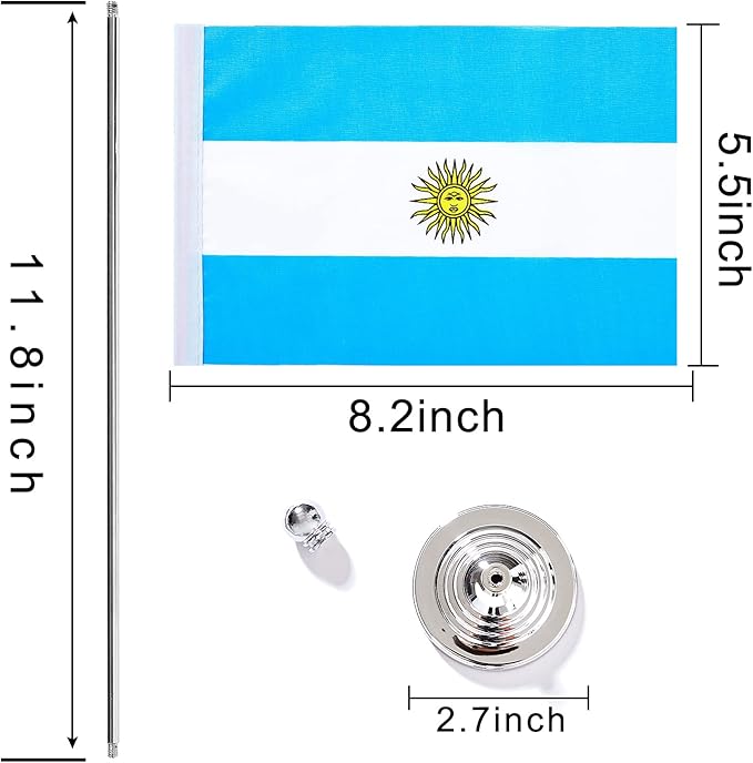 ZXvZYT 2 Pack Argentina flag Argentine Table Flag Small Mini Argentina Desk Flags With Stand Base,International Festival Events Celebration Decorate,Home office Decorations