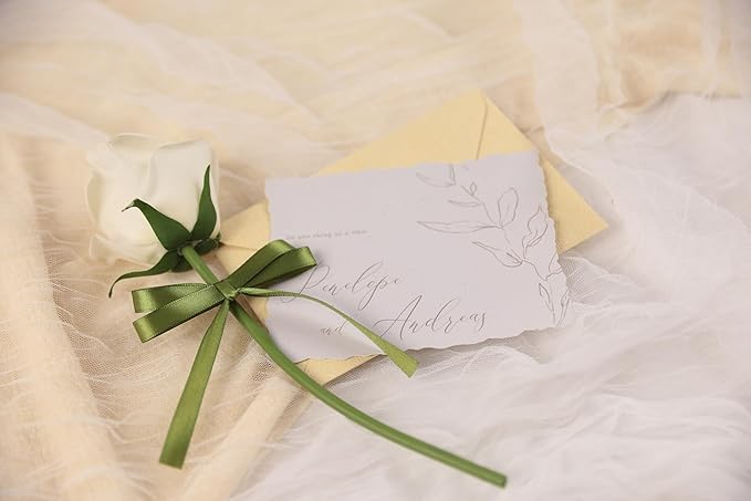 Olive Green Satin Ribbon 3/8 inch X Continuous 50 Yards, Single Face Polyester Ribbon Perfect for Gift Wrapping, Flower Bouquet, Wedding Decor, Crafts, Bow Making, Sewing and More