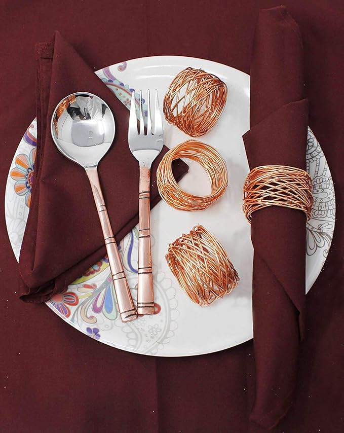 Handmade Round Mesh Napkin Rings Holder for Dinning Table Parties Everyday, Set of 12
