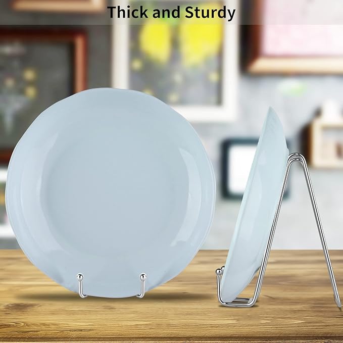 IBosins 5 Pack 6 Inch Plate Holder Display Stands, Metal Silver Frame Stand for Picture, Book, Photo Easel, Creation, Collectibles
