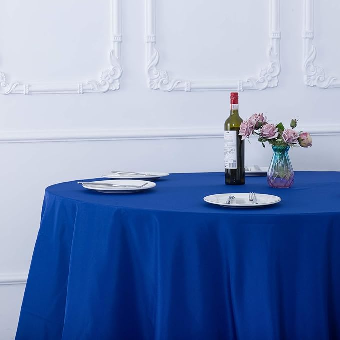 Ascoza 2pack 108 Inch Royal Blue Round Tablecloth in Washable Polyester Fabric for Wedding/Banquet/Restaurant/Parties
