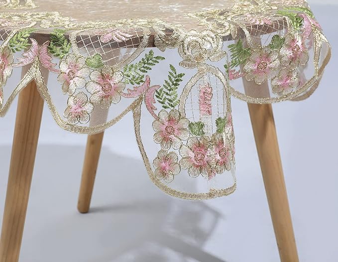 vctops Damask Lace Patchwork Tablecloth Luxury Square Small Table Cover Elegant Floral Embroidered Lace Table Cloth for Party Kitchen Dinning Picnic Decoration (Type O,32"x32")
