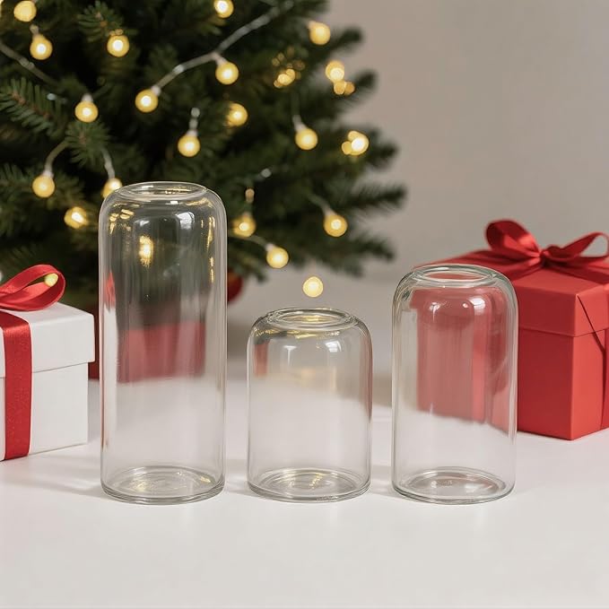 Glass Bud Vases Set of 6 Clear Flower Vase for Centerpieces Shelf, 3.9'' 4.9'' 6.7'' Modern Small Vases for Living Room Bedroom Office Home, Decor for Wedding House Warming Party