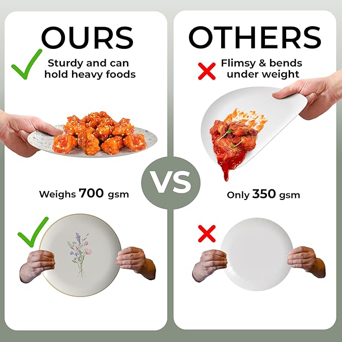 Trendables Heavy Duty Paper Plates Set For 32 Guests - 32 Each Of 8-inch And 10-inch Disposable Plates For Party - Fancy 64 Piece Dinnerware Set For All Occasions | Floral Design, Charm