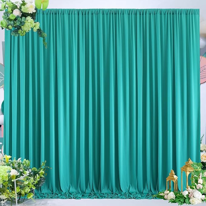 10 ft x 10 ft Wrinkle Free Turquoise Backdrop Curtain for Parties, Thick Polyester Teal Photo Backdrop Drapes,2 Panels 5ft x 10ft for Baby Shower Wedding Engagement Birthday Mermaid Party