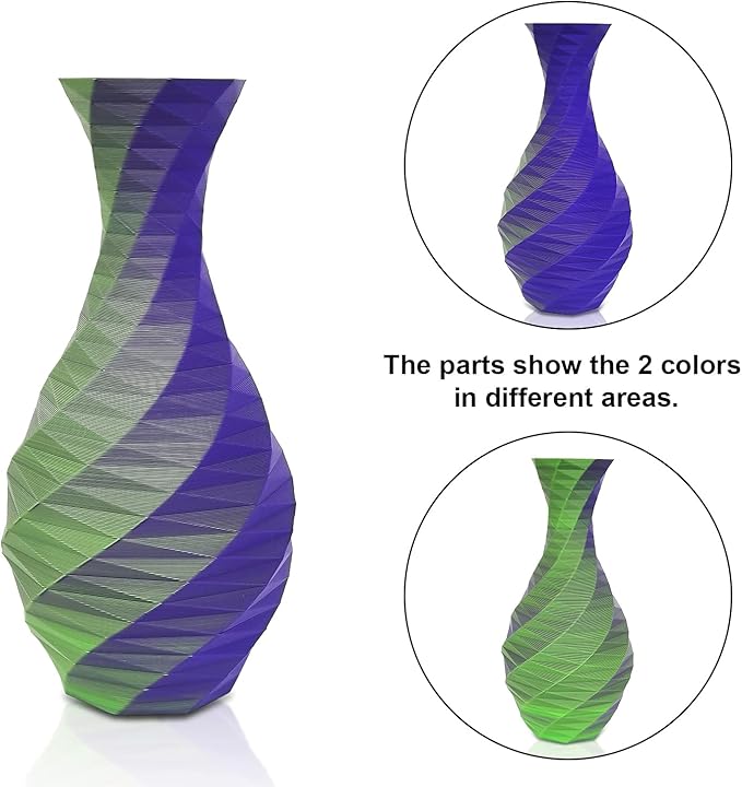 YOUSU Matte Dual Color PLA Filament Coextrusion Filament Multicolor 3D Printer Filament 1kg Compatible with Most of 3D Printer, Matte Lilac Green Color Change PLA.