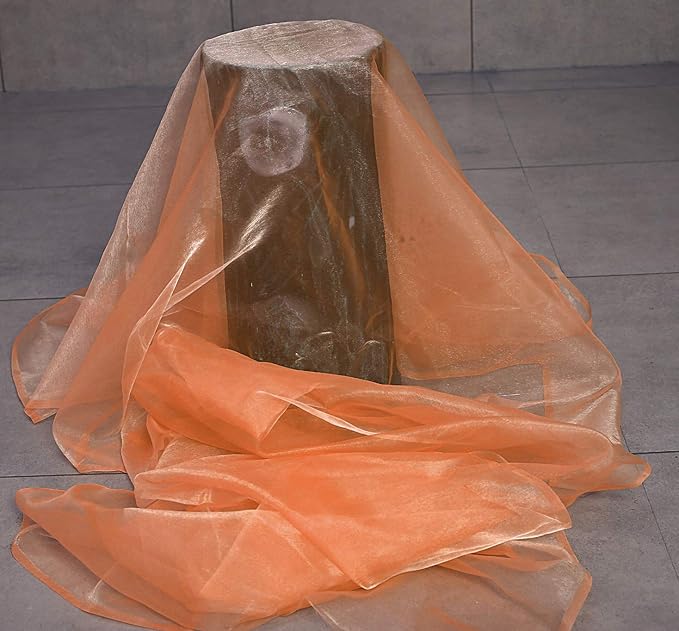 VDS Peach Organza Fabric, 45 Yards Continuous, 45” Wide, Wedding Party Decoration Iridescent Crystal Sheer Shiny Organza Tulle Bridal Dress DIY Crafts Costume Sewing Backdrop Arch Cloth