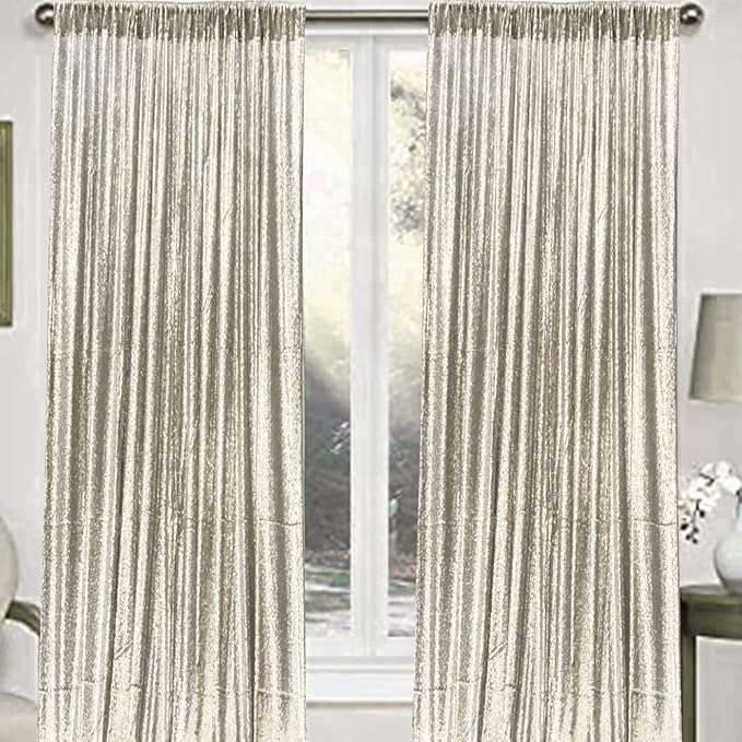 Champagne Sequin Backdrop Curtains 2 Panels 4FTx8FT Glitter Champagne Photo Backdrop Drapes Party Wedding Baby Shower Curtain Sparkle Photography Background