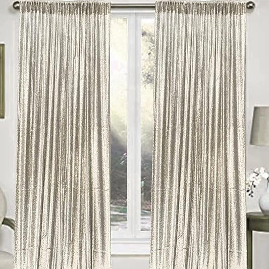 Champagne Sequin Backdrop Curtains 2 Panels 4FTx8FT Glitter Champagne Photo Backdrop Drapes Party Wedding Baby Shower Curtain Sparkle Photography Background