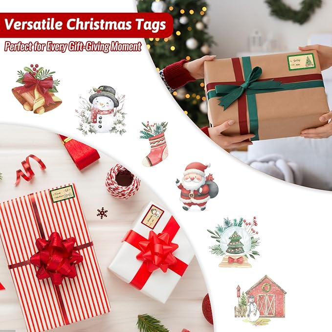500 PCS Christmas Gift Tags Christmas Santa Claus Stickers Self Adhesive Vintage Christmas Tag Christmas Festival Holiday Decor（New）