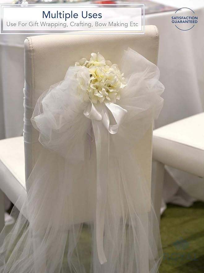 Royal Imports 54” Fabric Tulle Bolt for Wedding Party Decoration Bridal Shower - Tutu Roll, Netting Spool Ribbon Wrapping, White, 40 YDS