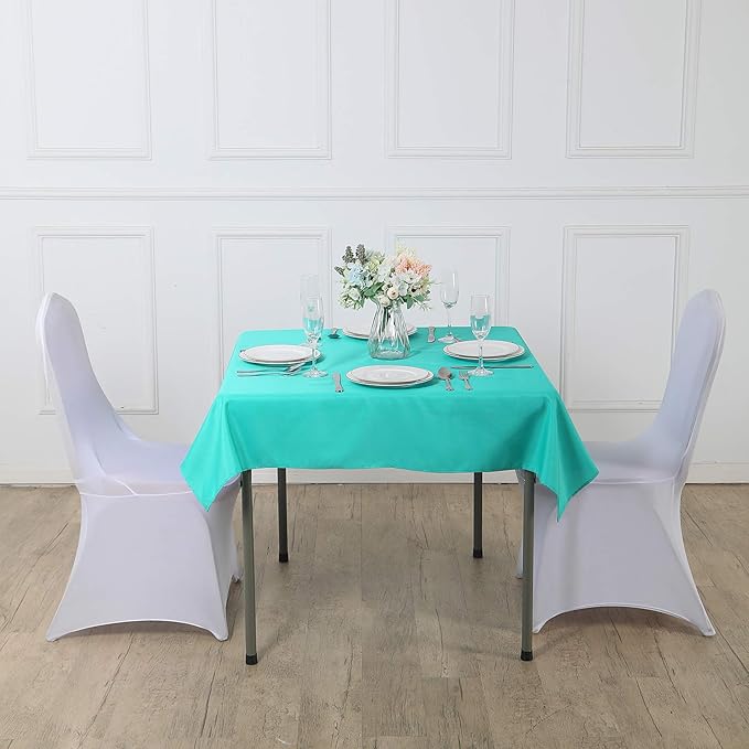 Cupuamon Square Tablecloth 70x70 inch Washable Polyester Fabric Table Cloth for Wedding Party Dining Banquet Decoration（70x70,Turquoise）