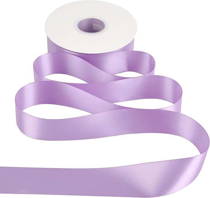 HUIHUANG Lilac Satin Ribbon 1-1/2 inch x 50 Yards Purple Ribbon Double-Faced Satin Ribbon for Gift Wrapping, Bows, Flower Bouquet, Eternal Roses, Crafts, Bridal Shower Wedding Decor