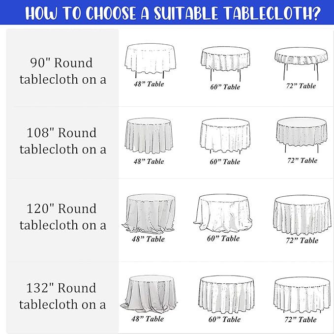 8 Pack Premium Round Tablecloth 108 Inch Round Table Covers Bulk Washable Polyester Fabric Round Table Clothes for Wedding Party Reception Banquet Buffet Restaurant (Royal Blue, 108 Inch)