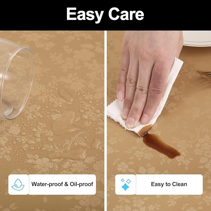 Smiry Rectangle Table Cloth, Waterproof Heavy Duty Vinyl Tablecloths, Wipeable Washable Table Cover for Kitchen and Dining Room (Brown, 60" X 140")