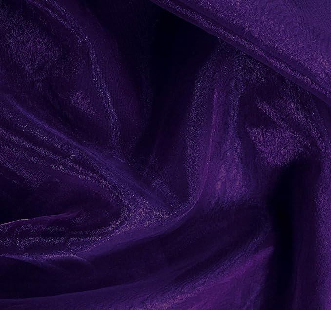 VDS Purple Organza Fabric, 35 Yards Continuous, 45” Wide, Wedding Party Decoration Iridescent Crystal Sheer Shiny Organza Tulle Bridal Dress DIY Crafts Costume Sewing Backdrop Arch Cloth