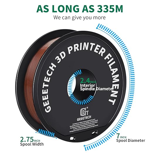 Geeetech PLA Filament 1.75mm Brown, Neatly Wound 3D Printer Filament 1kg Spool (2.2lbs), Dimensional Accuracy +/- 0.02 mm, 3D Printing Filament Fit Most FDM Printer, New Brown