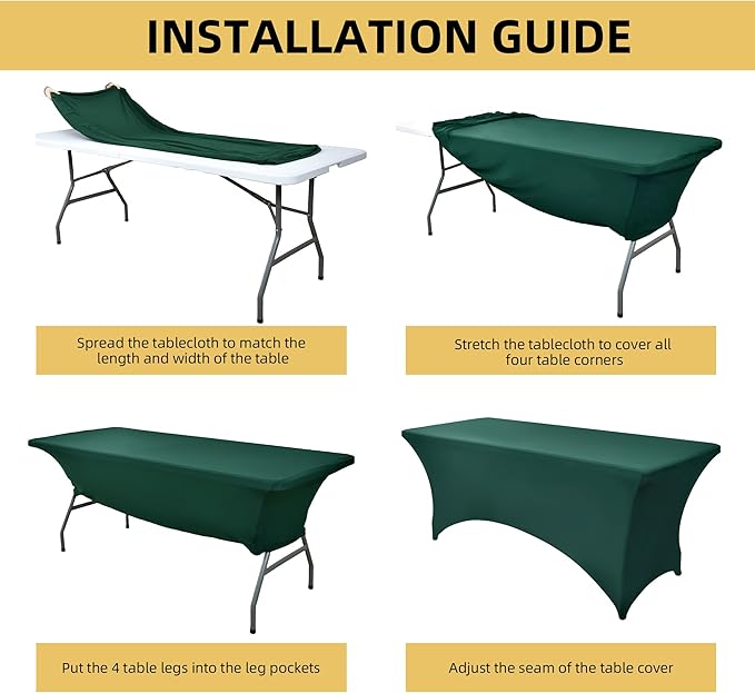 2-Pack 4ft Spandex Table Covers for Rectangular Folding Tables - Wrinkle Resistant Stretch Tight Table Cloths - Ultimate Fitted Table Protector for Parties, Banquet, and Wedding