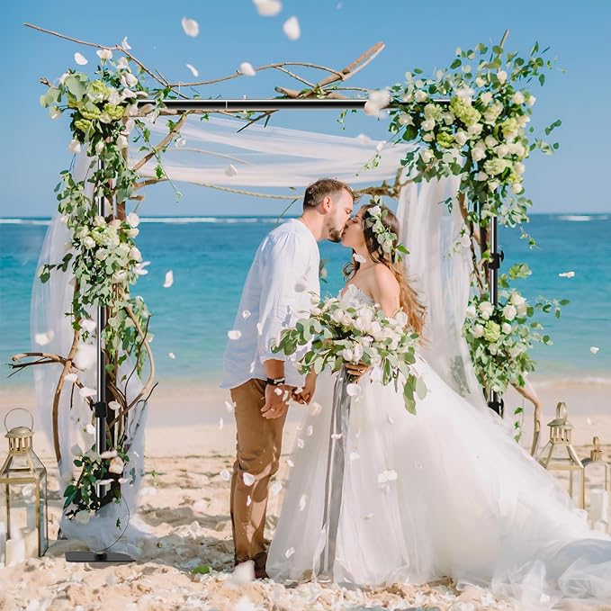 Backdrop Stand, 10×7ft Background Stand Backdrop Frame Banner Stand with Metal Flat Base, Multi-Purpose Stand for Party, Wedding Decoration, Photography