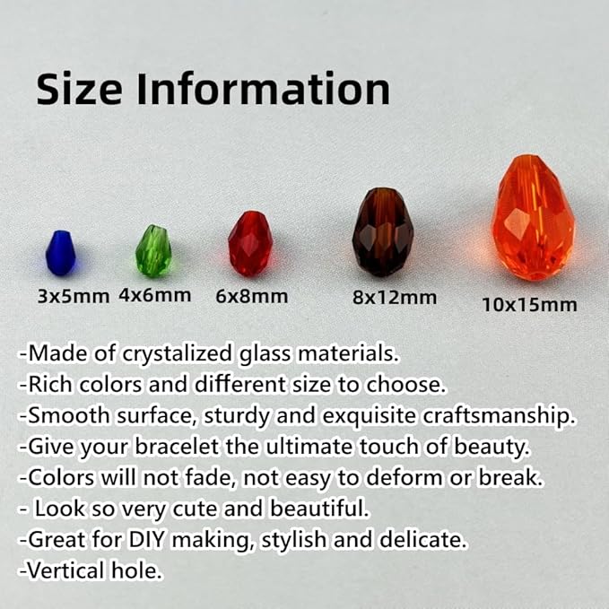 50pcs 10x15mm Teardrop Crystal Glass Beads for Jewelry Making, Faceted Vertical Hole Teardrop Glass Spacer Beads for Wind Chimes Bracelet Earring Necklace DIY Craft(Mix Colors)
