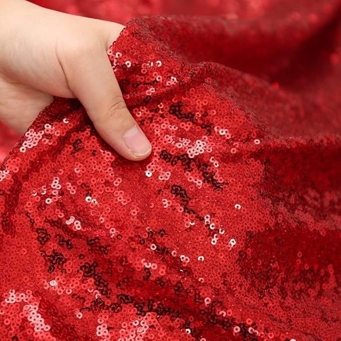 Poise3EHome Red Sequin Backdrop Curtain,2 PCS 5FT x 10FT Glitter Panels for Birthday Party Baby Shower Wedding Christmas Thanksgiving Holiday Festival Decor