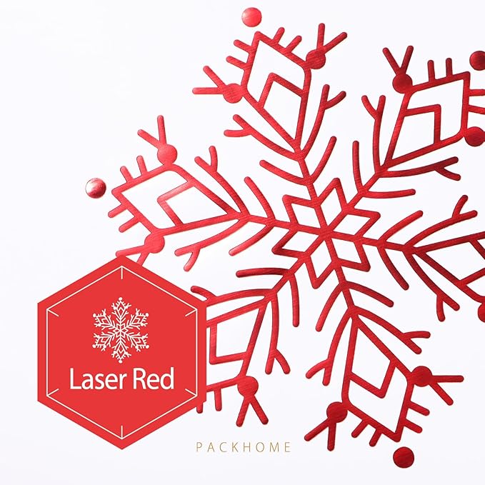 PACKHOME Christmas Gift Box 13x9.7x3.4 Inches, Large Gift Box with Lid, Sturdy Shirt Box with Magnetic Lid for Wrapping Gifts (Red Snowflake Pattern)
