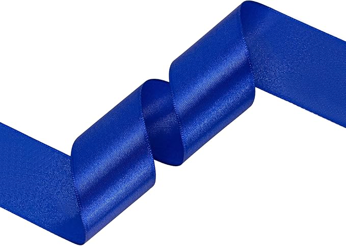 Royal Blue Satin Ribbon 1-1/2 inch X Continuous 50 Yards, Single Face Polyester Ribbon Perfect for Gift Wrapping, Flower Bouquet, Wedding Decor, Crafts, Bow Making, Sewing and More