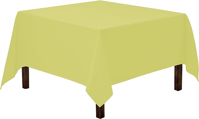 Gee Di Moda Square Tablecloth - 70 x 70 Inch Yellow Table Cloth for Medium Square or Round Tables - Heavy Duty Washable Fabric - for Buffet Table, Holiday Party, Dinner, Wedding & Baby Shower