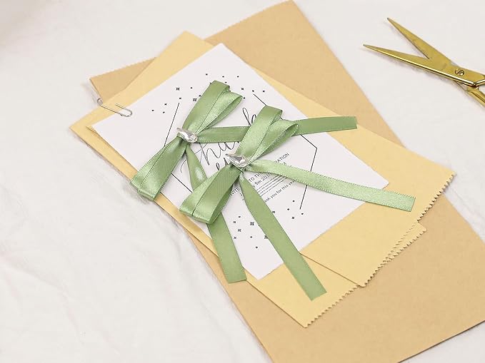 Sage Green Satin Ribbon 3/8 inch X Continuous 25 Yards, Single Face Polyester Ribbon Perfect for Gift Wrapping, Flower Bouquet, Wedding Decor, Crafts, Bow Making, Sewing and More