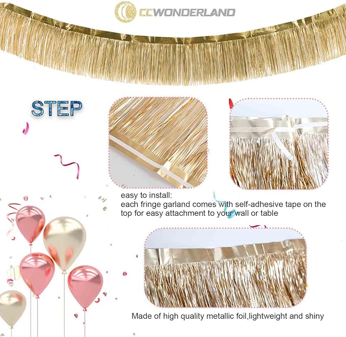 Green Foil Fringe Garland,6 Pack 10 Feet Tinsel Fringe Parade Float Decorations for Trailer, Use Wall Hanging Fringe Banner Decorations for Wedding,Christmas,Birthday Party