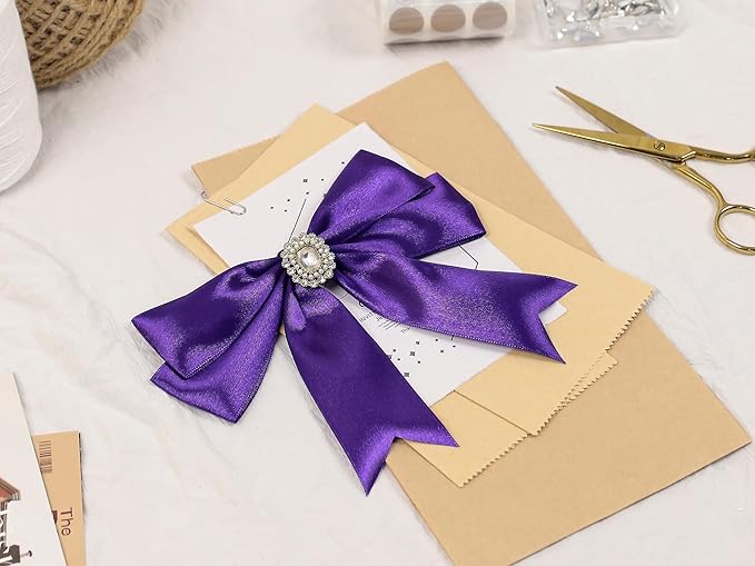 Purple Satin Ribbon 1-1/2 inch X Continuous 100 Yards, Single Face Polyester Ribbon Perfect for Gift Wrapping, Flower Bouquet, Wedding Decor, Crafts, Bow Making, Sewing and More