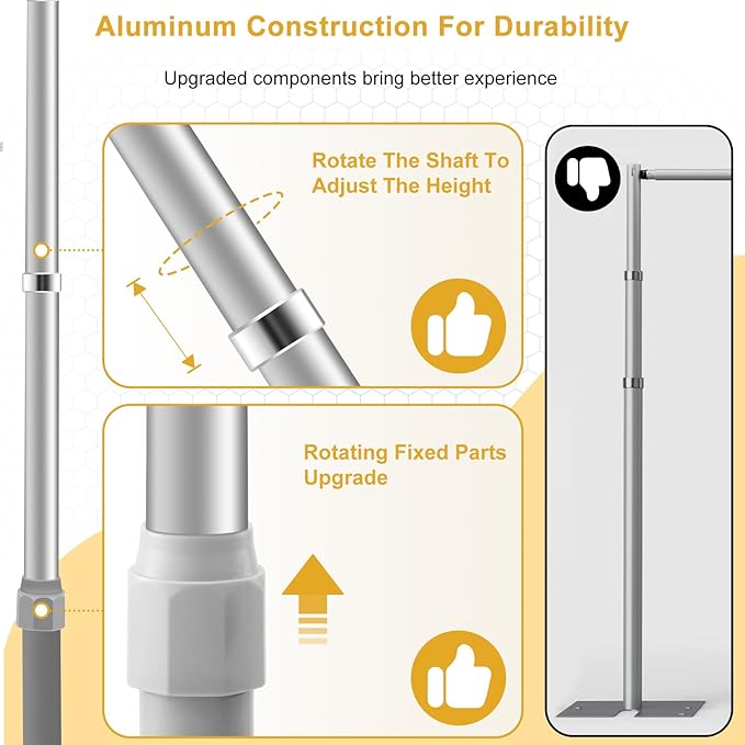 Jiang&Rong 10ft x 10ft Adjustable Backdrop Stand Kit - Heavy Duty Pipe and Drape Stand for Wedding, Birthday Party, Banquet Decorations (Silver)