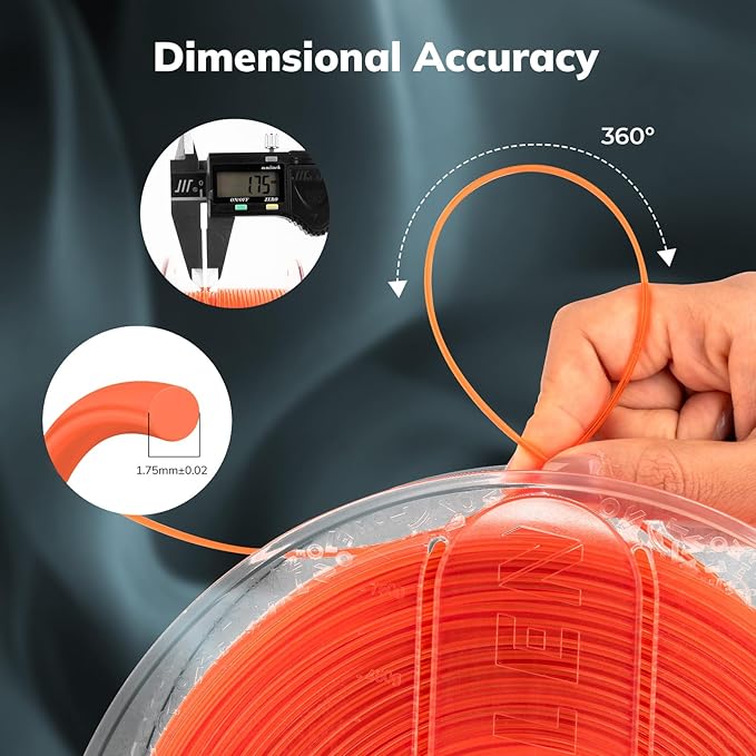 AMOLEN Rapid PETG Transparent 3D Printer Filament 1.75mm +/-0.02mm,Transcucent petg 500mm/s High Speed Strong Toughness Orange 1KG/2.2lb