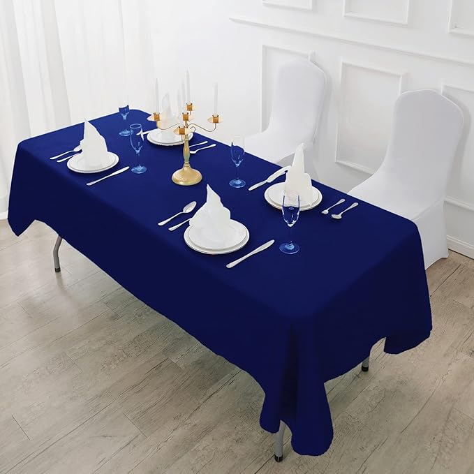 Fokitut 2 Pack Waterproof Rectangle Tablecloth, 60x120 Inch,Stain Resistant and Wrinkle Polyester Table Cloth, Fabric Table Cover for Kitchen Dining, Wedding, Party, Holiday Dinner-Royal Blue