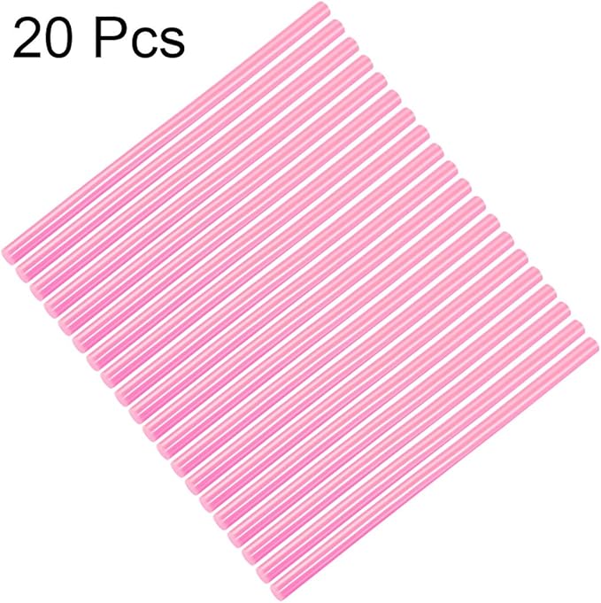 uxcell 20pcs Hot Glue Sticks for Glue Gun 7/16-inch x 10-inch Mini Hot Melt Adhesive Glue Stick Pink