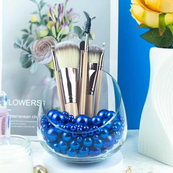 300Pcs Purple Polished No Hole Faux Pearl Beads for Vase Filling Decorations, Plastic Pearls Vase Fillers, Table Scatters, Wedding Centerpiece, Home Decor, 8/14/20 mm
