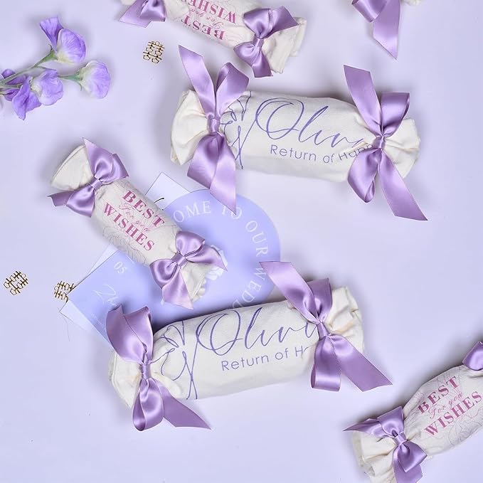 5/8 Inch Light Purple Satin Ribbon 50 Yards Solid Fabric Ribbons for Gift Wrapping, Crafts and DIY Projects, Bows Making, Wedding, Party, Holiday Decor