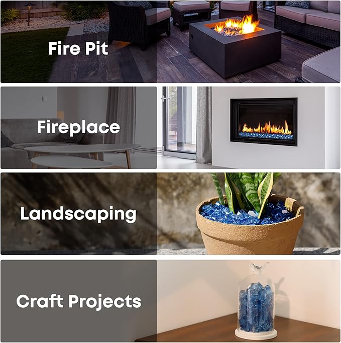 Stanbroil 10-Pound Fire Glass - 1/2 inch Reflective Tempered Fire Glass for Fireplace Fire Pit, Pacific Blue Reflective