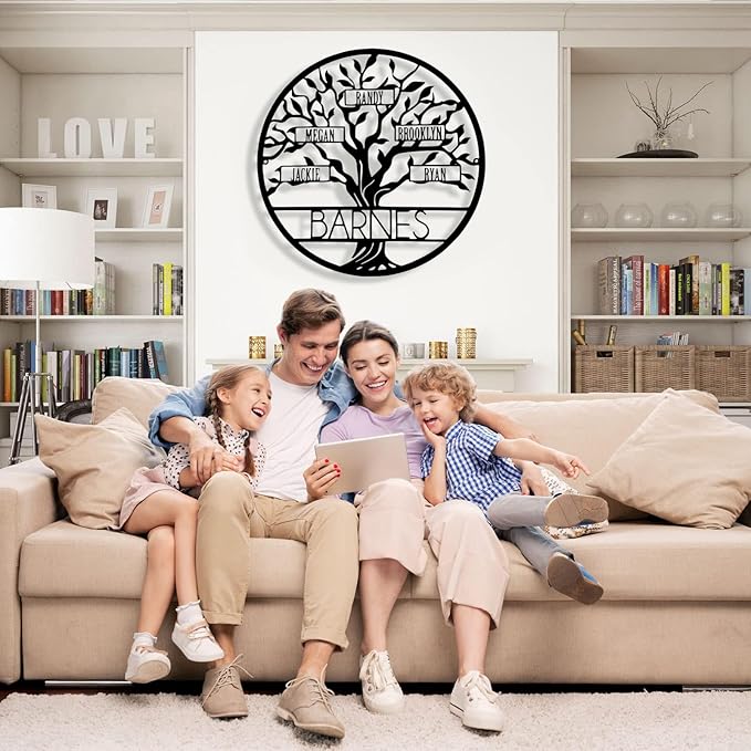 Personalized Tree of Life Metal Sign Wall Art Decor, Custom Wedding Gifts for Couples, Custom Family Name Sign, Christmas Valentine's Day Housewarming Gifts