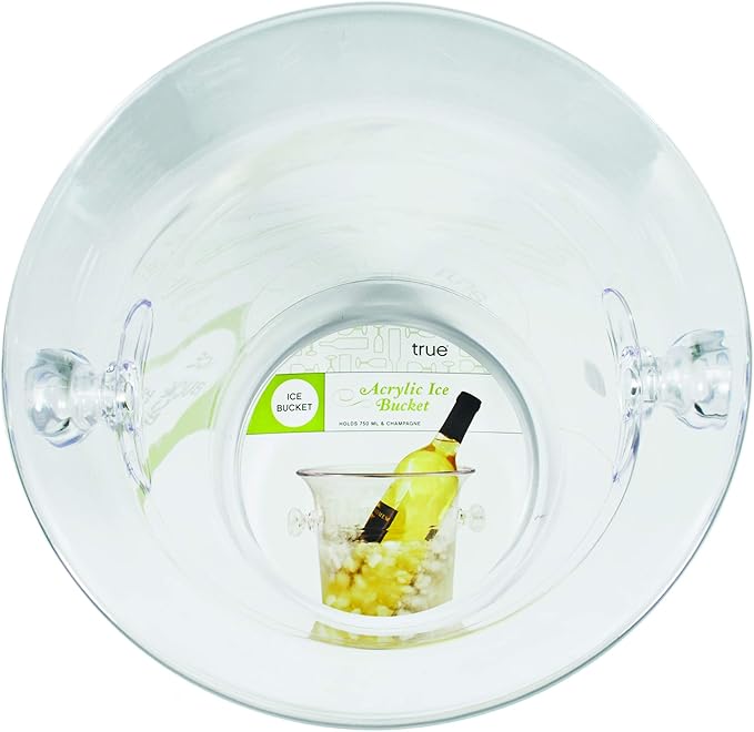 True Clear Acrylic Ice Bucket with Handles, 3-Liter Capacity, Durable Wine and Champagne Bucket, Perfect Ice Buckets for Parties, BBQs, Weddings, Picnics, Holidays, Outdoors, 8.75" x 8.25", Set of 1