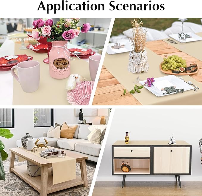 2 Pack Beige Small Short Table Runner 12 x 36 Inch Solid Color Runners Coffee Table Dresser for Daily Party Home Decoration
