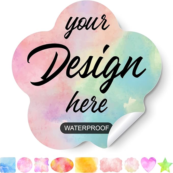 Custom Stickers Personalized Labels - Customized Stickers with Any Design Image Logo Text,Custom Stickers for Business Logo,Custom Thank You Label Stickers,100 Labels (Flower,3"x3")